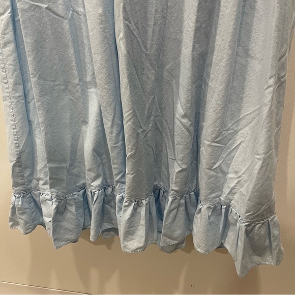 Vintage Long Night Gown Floral Bow Neckline Button Pleated Front - Picture 7 of 7